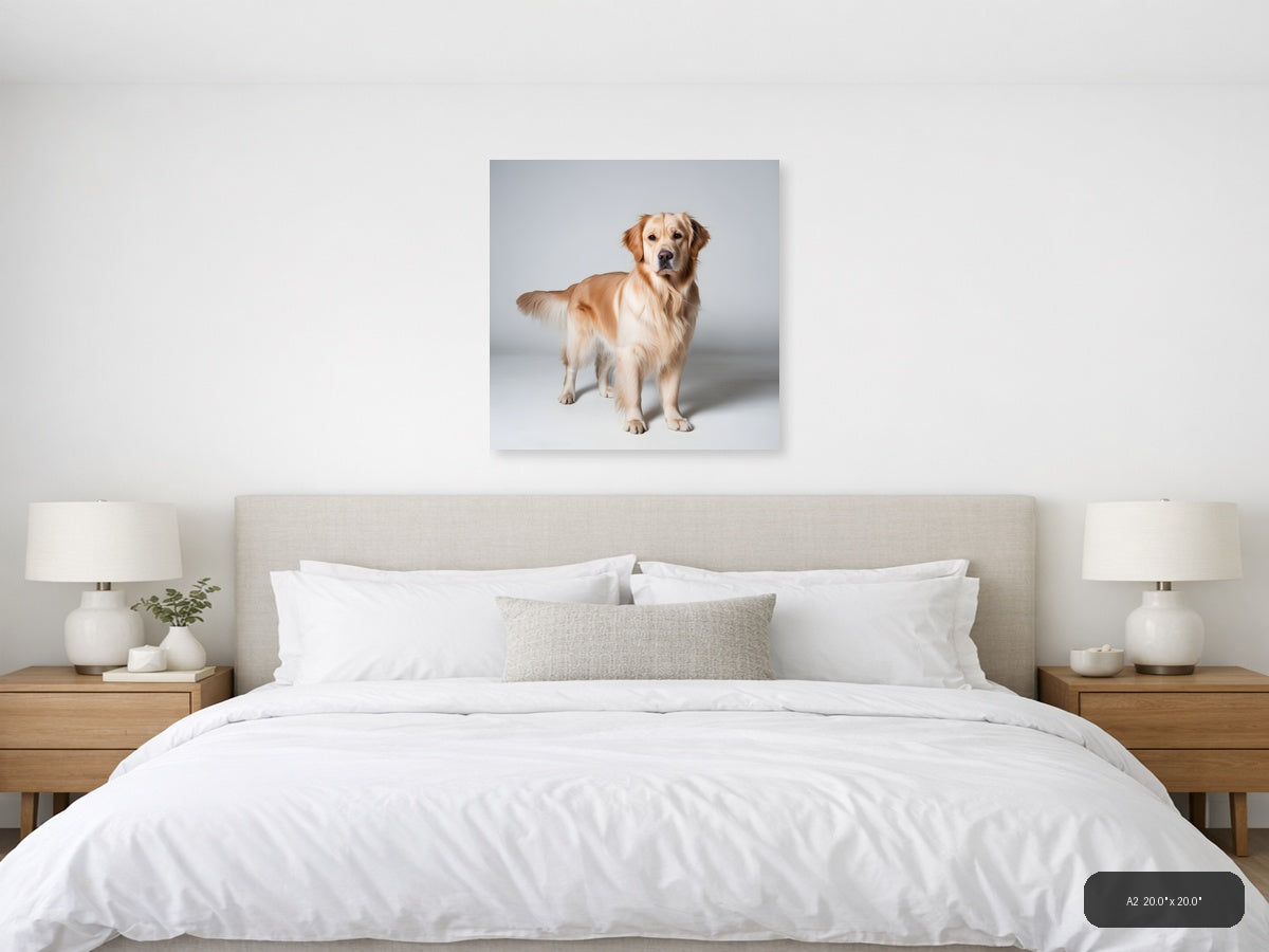 Golden Retriever Portrait Minimalist Wall Art — A2 / Bedroom