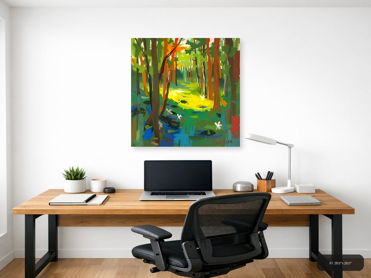 Forest Stream Abstract Canvas Wall Art — A1 / Office