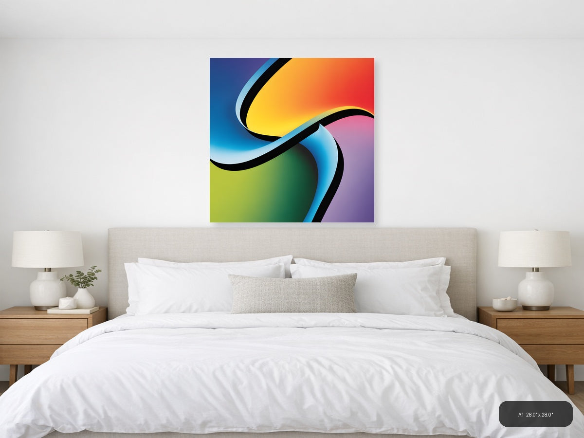Colorful Abstract Wave Photography Wall Art — A1 / Bedroom