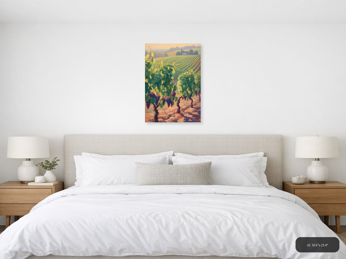 Golden Vineyard Landscape Abstract Wall Art — A2 / Bedroom