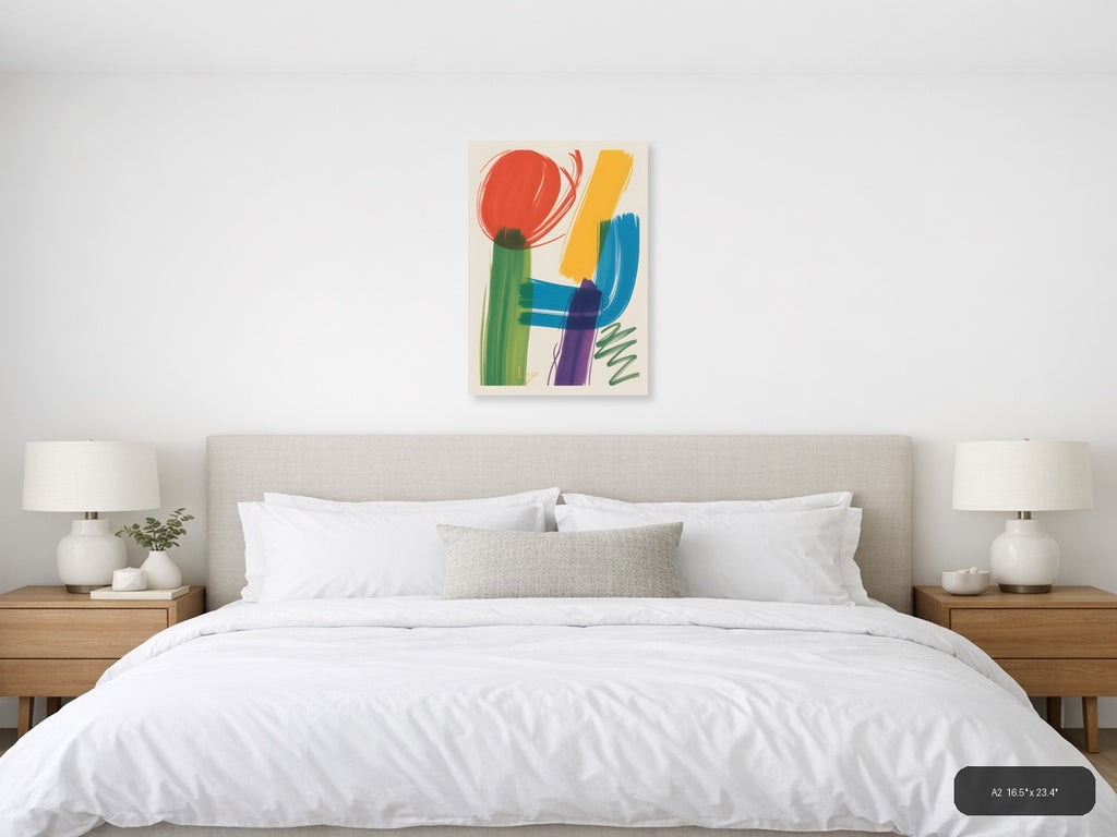 Abstract Colorful Botanical Forms Modern Wall Art — A2 / Bedroom
