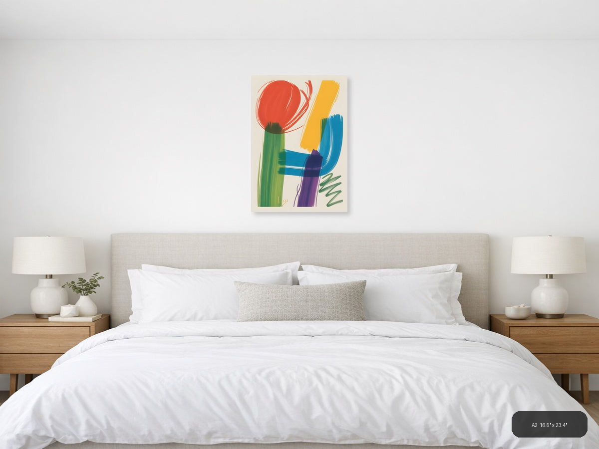 Abstract Colorful Botanical Forms Modern Wall Art — A2 / Bedroom