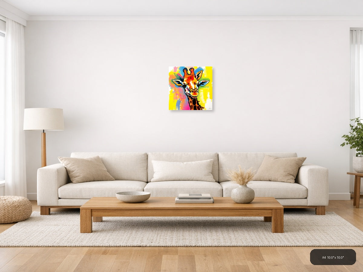 Colorful Abstract Giraffe Pop Art Wall Art — A4 / Living Room