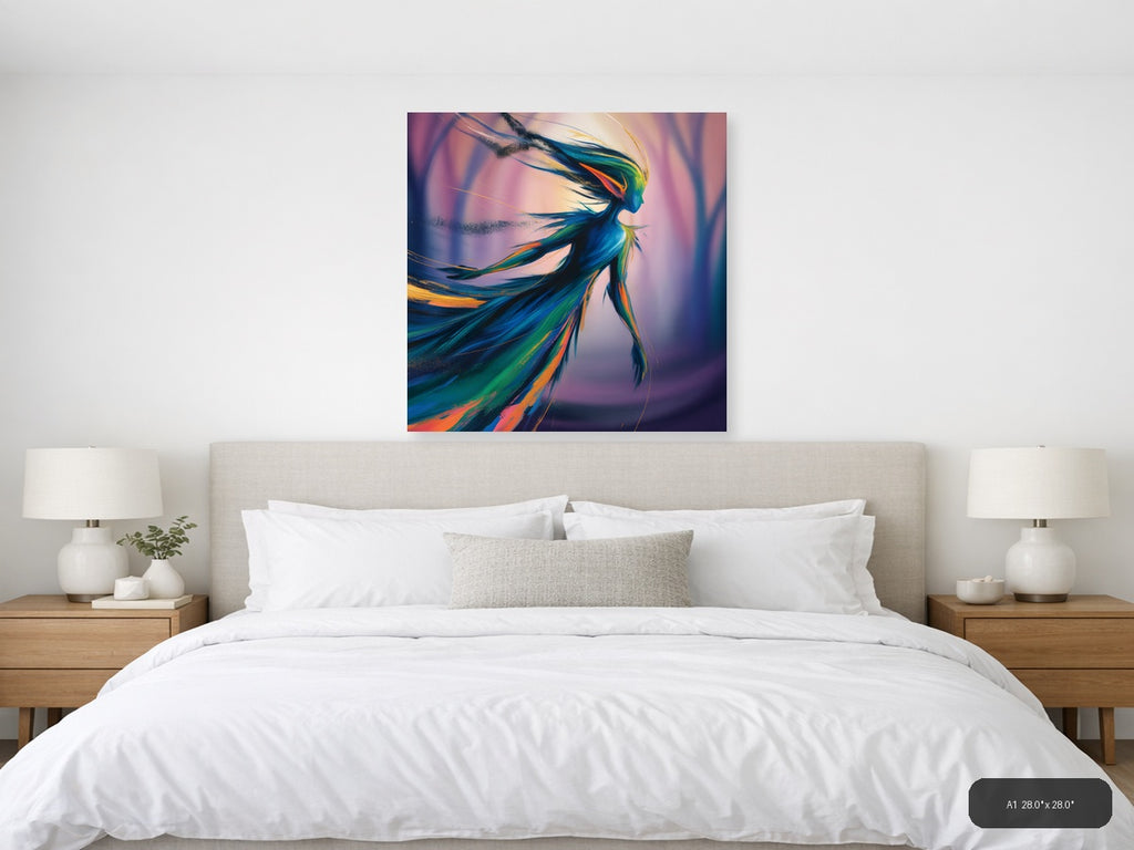 Colorful Abstract Woman Silhouette Wind Flow Wall Art — A1 / Bedroom
