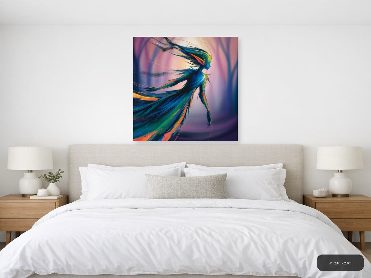 Colorful Abstract Woman Silhouette Wind Flow Wall Art — A1 / Bedroom
