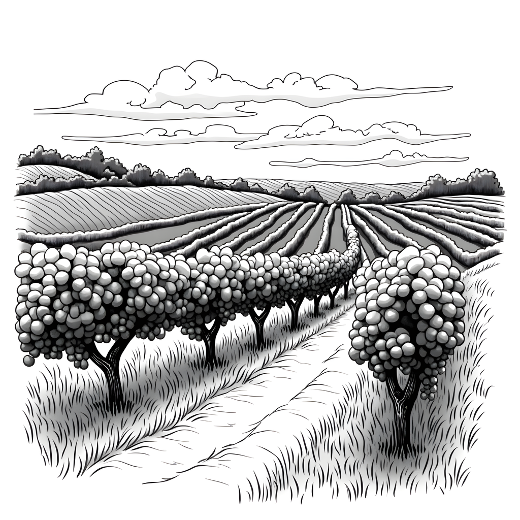 Vineyard Harvest Line Art - Agricultural Farm Wall Art