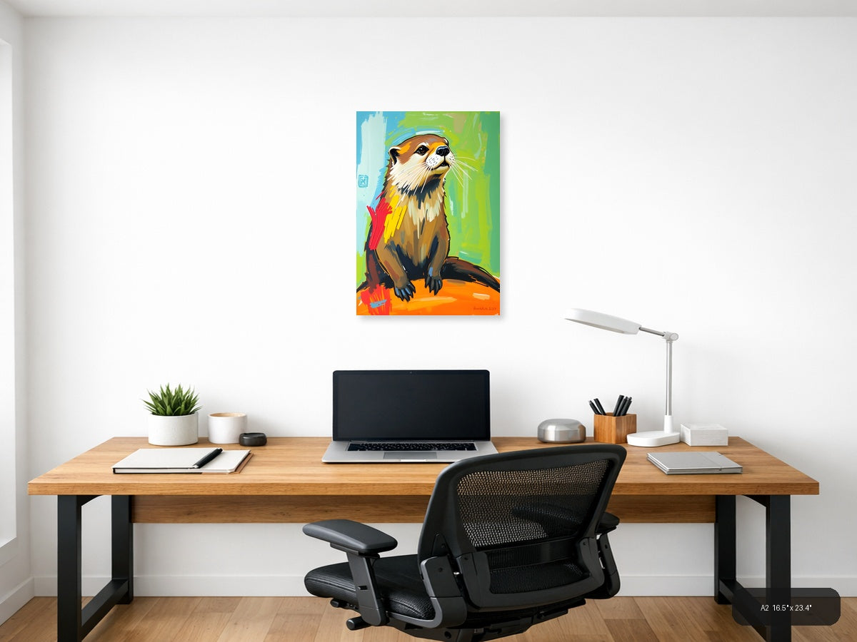 Colorful Abstract Otter Portrait Wall Art — A2 / Office
