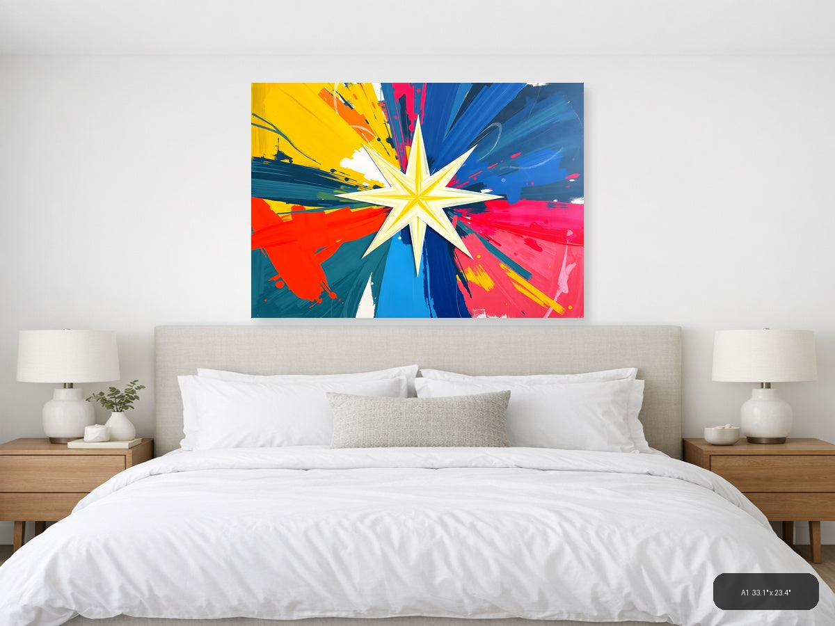 Vibrant Star Burst Abstract Explosion Wall Art — A1 / Bedroom