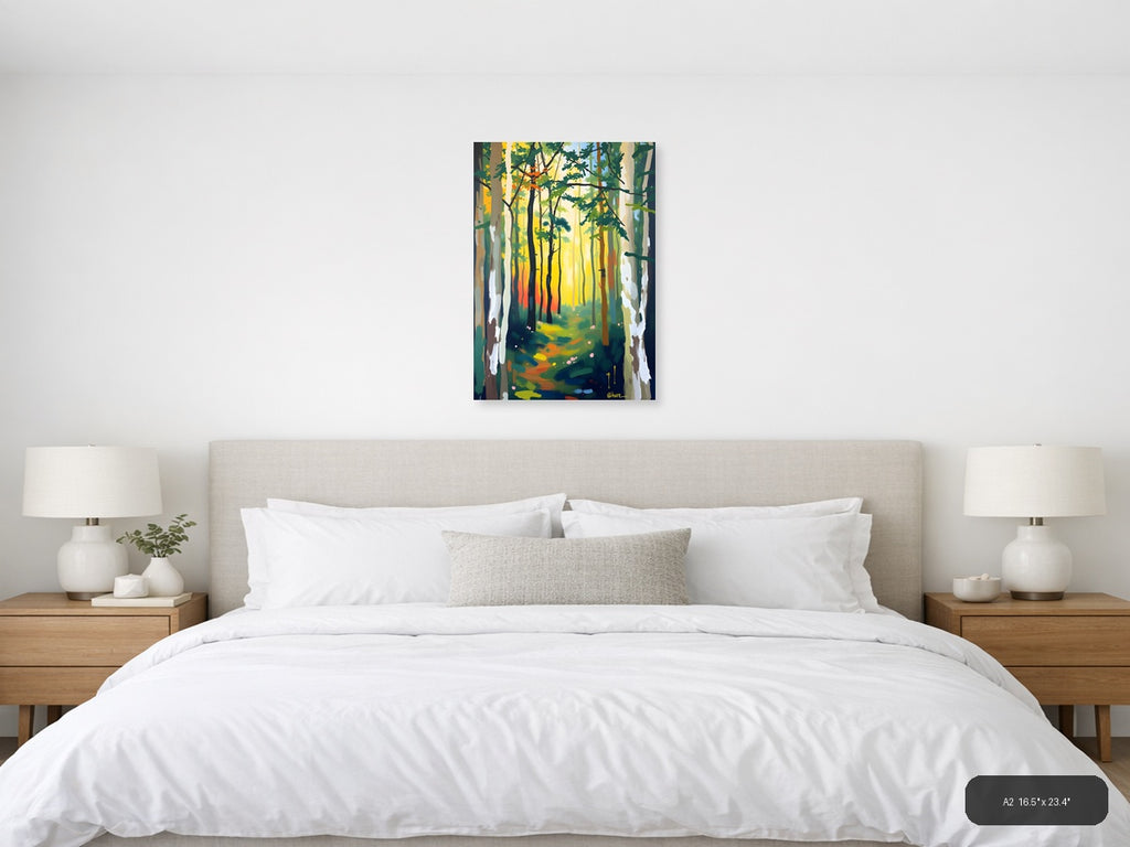 Abstract Forest Path with Golden Light Wall Art — A2 / Bedroom