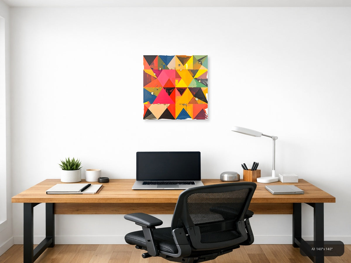 Vibrant Geometric Triangle Abstract Colorful Wall Art — A3 / Office