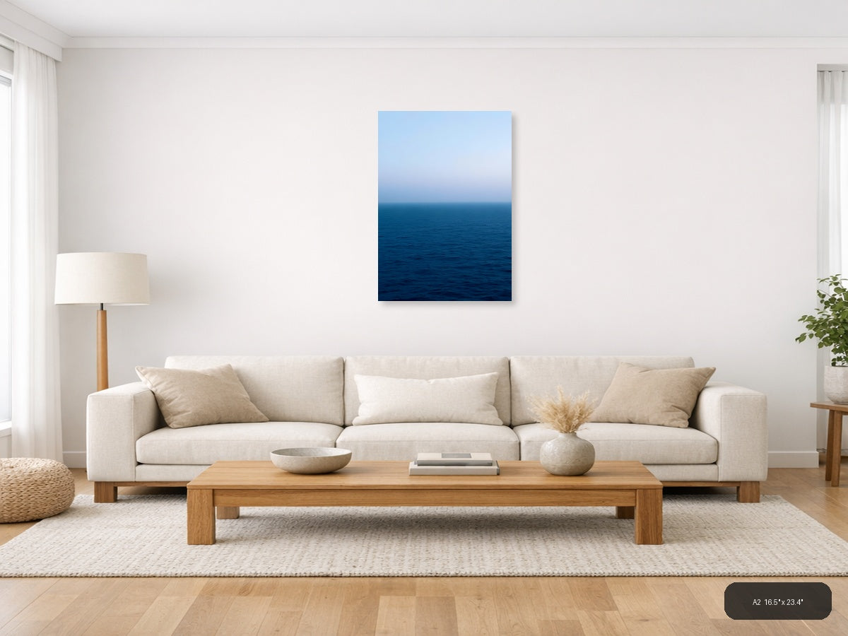 Minimalist Ocean Horizon Blue Gradient Wall Art — A2 / Living Room