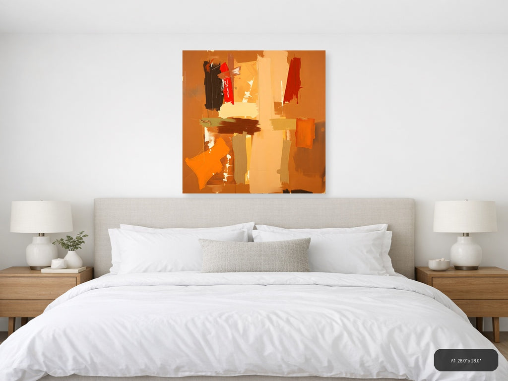 Abstract Orange & Red Geometric Modern Wall Art — A1 / Bedroom