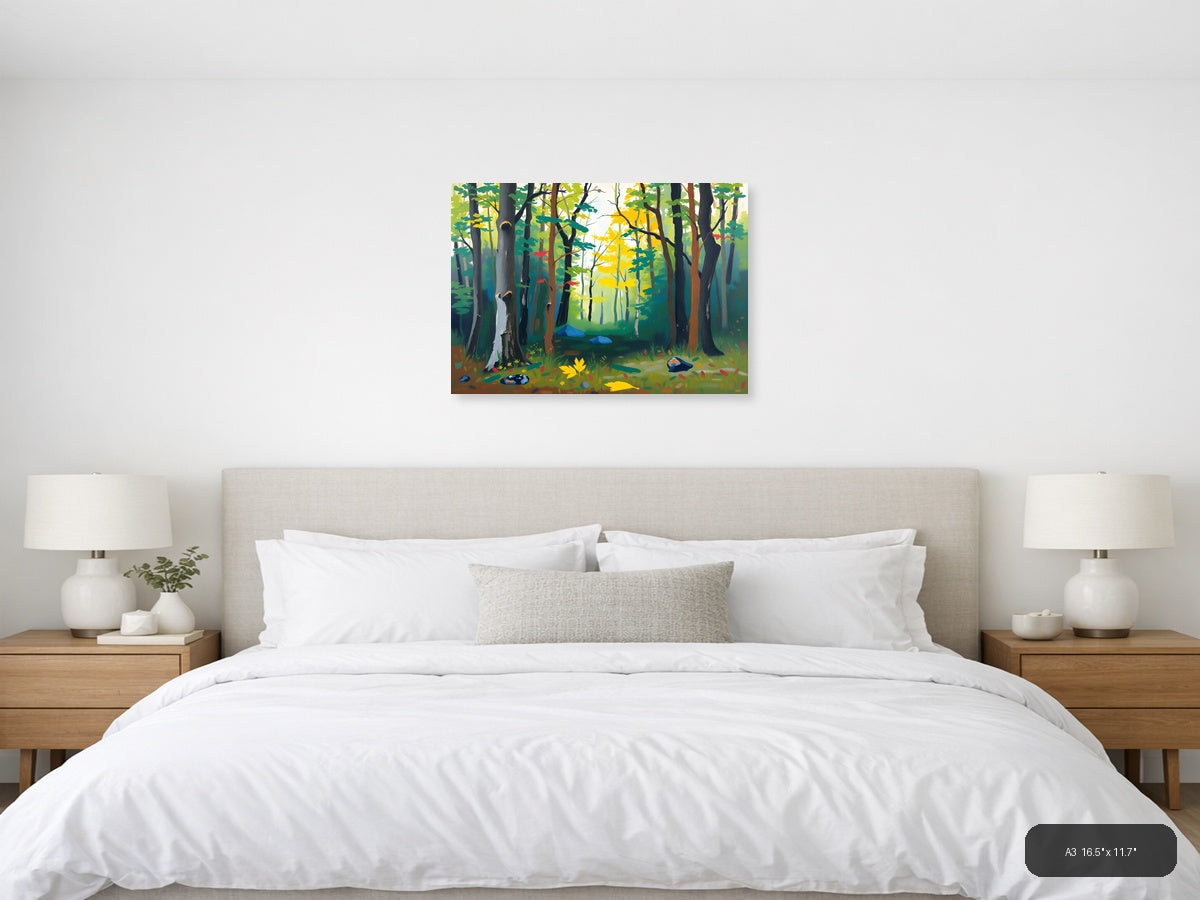Abstract Forest Stream Landscape Wall Art — A3 / Bedroom