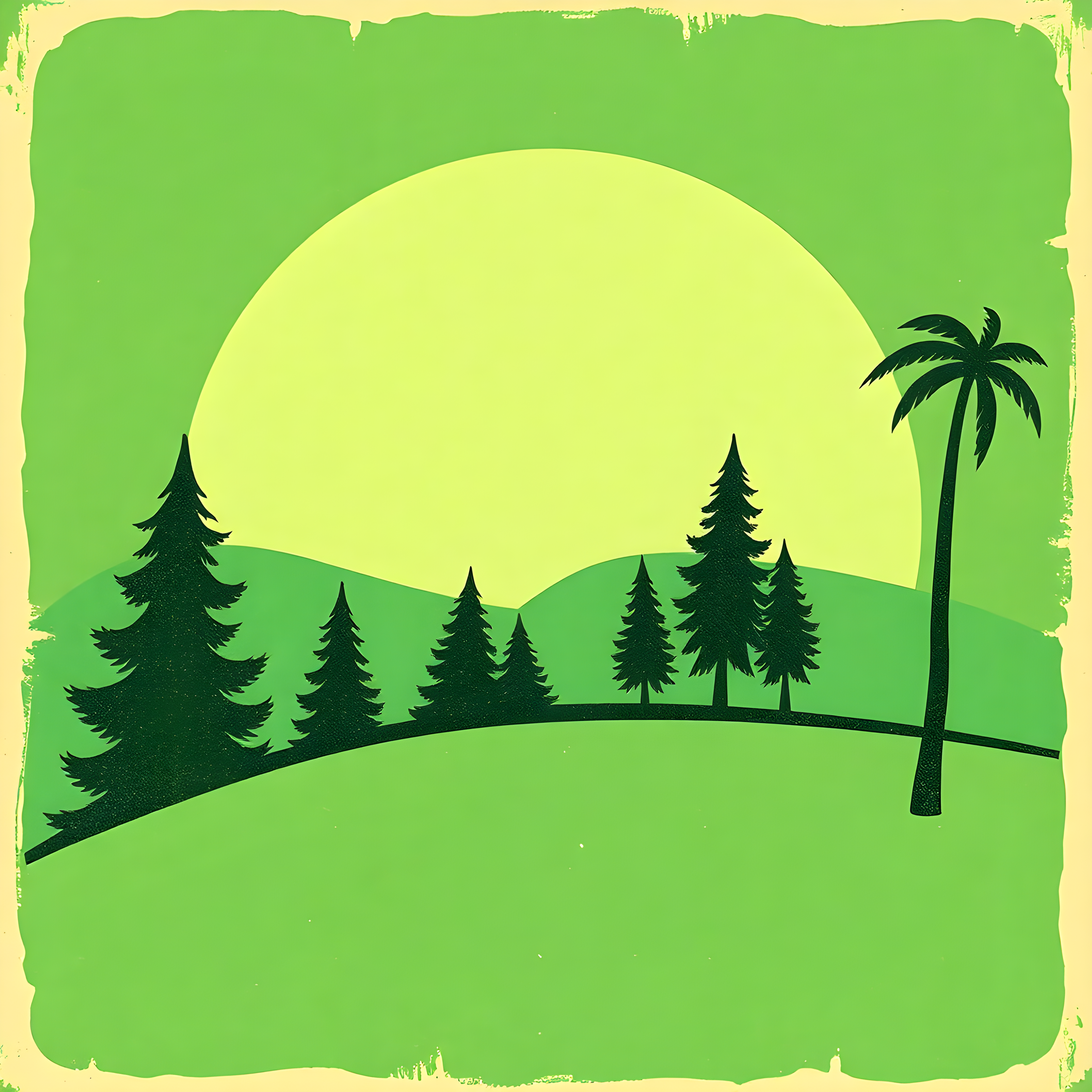 Vintage Tropical Forest Landscape with Palm Tree Wall Art