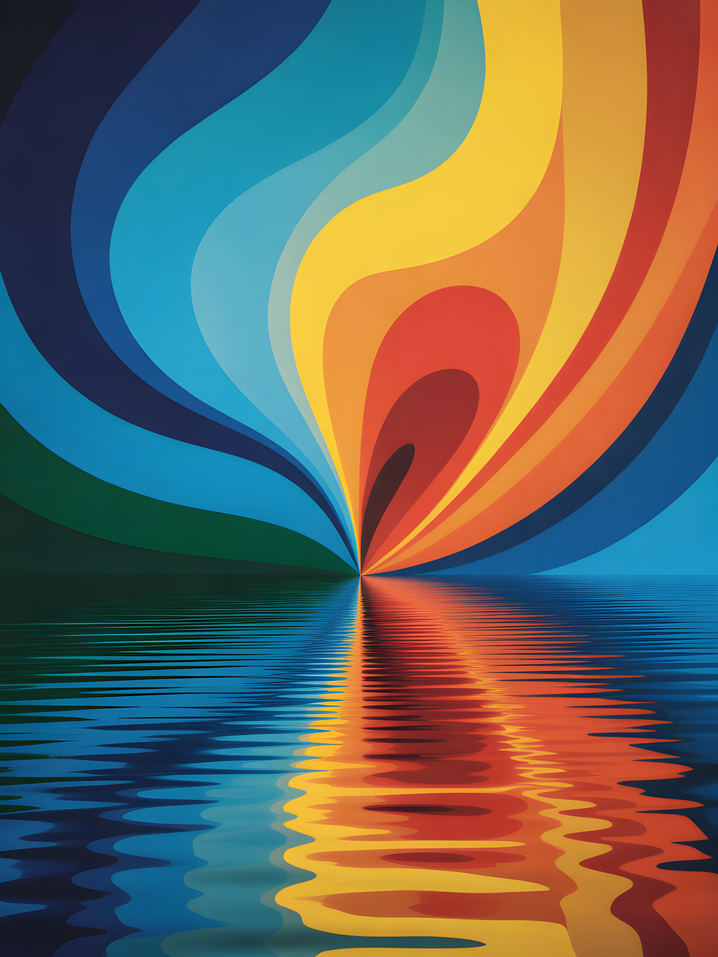 Colorful Flame Reflection Abstract Photography Wall Art