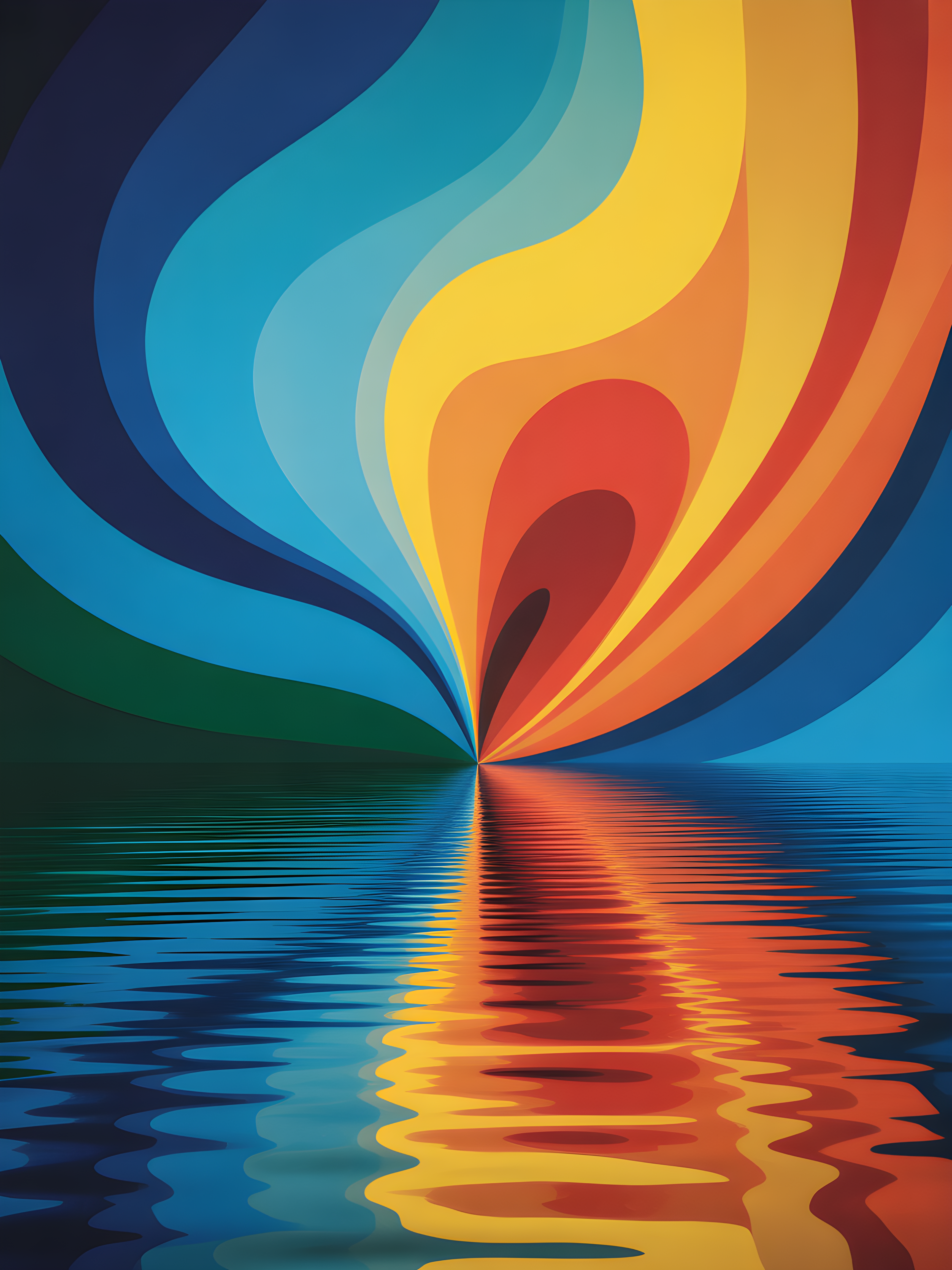 Colorful Flame Reflection Abstract Photography Wall Art