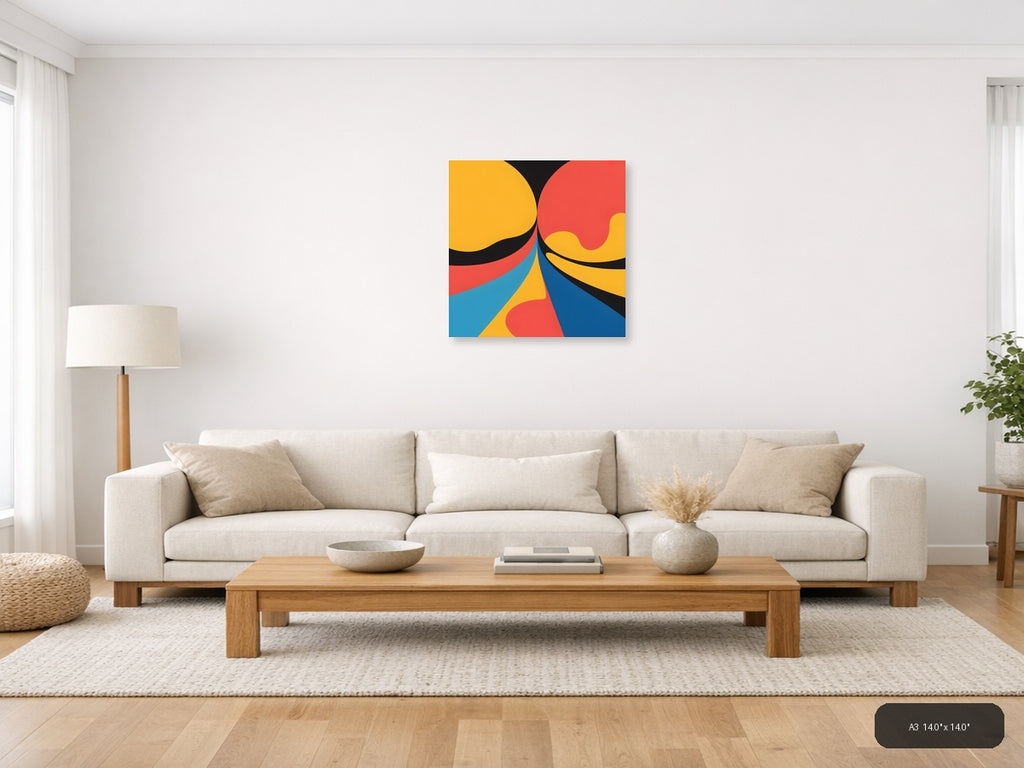 Abstract Geometric Waves Colorful Modern Wall Art — A3 / Living Room