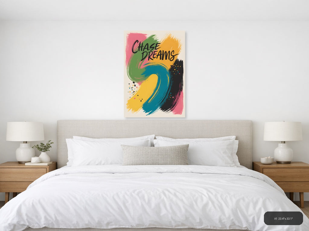 Chase Dreams Abstract Colorful Brushstrokes Wall Art — A1 / Bedroom