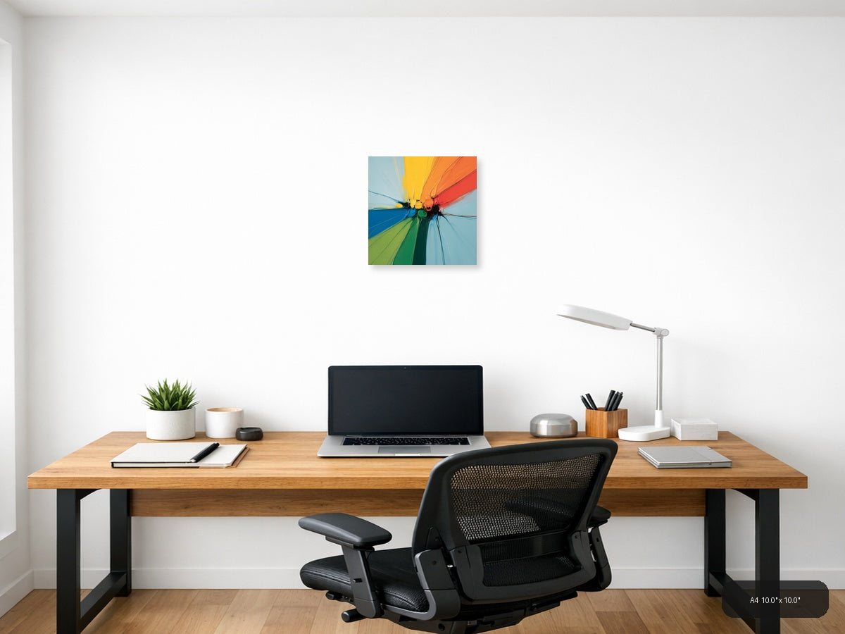Rainbow Burst Abstract Modern Colorful Wall Art — A4 / Office