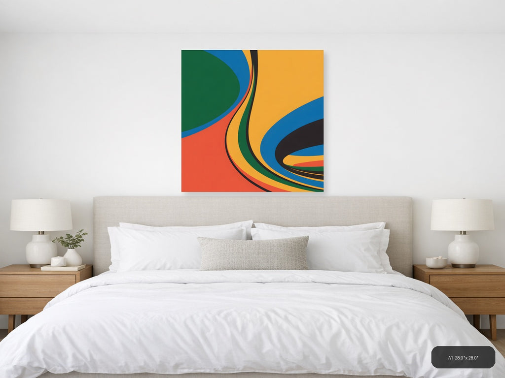 Colorful Abstract Wave Layers Photography Wall Art — A1 / Bedroom