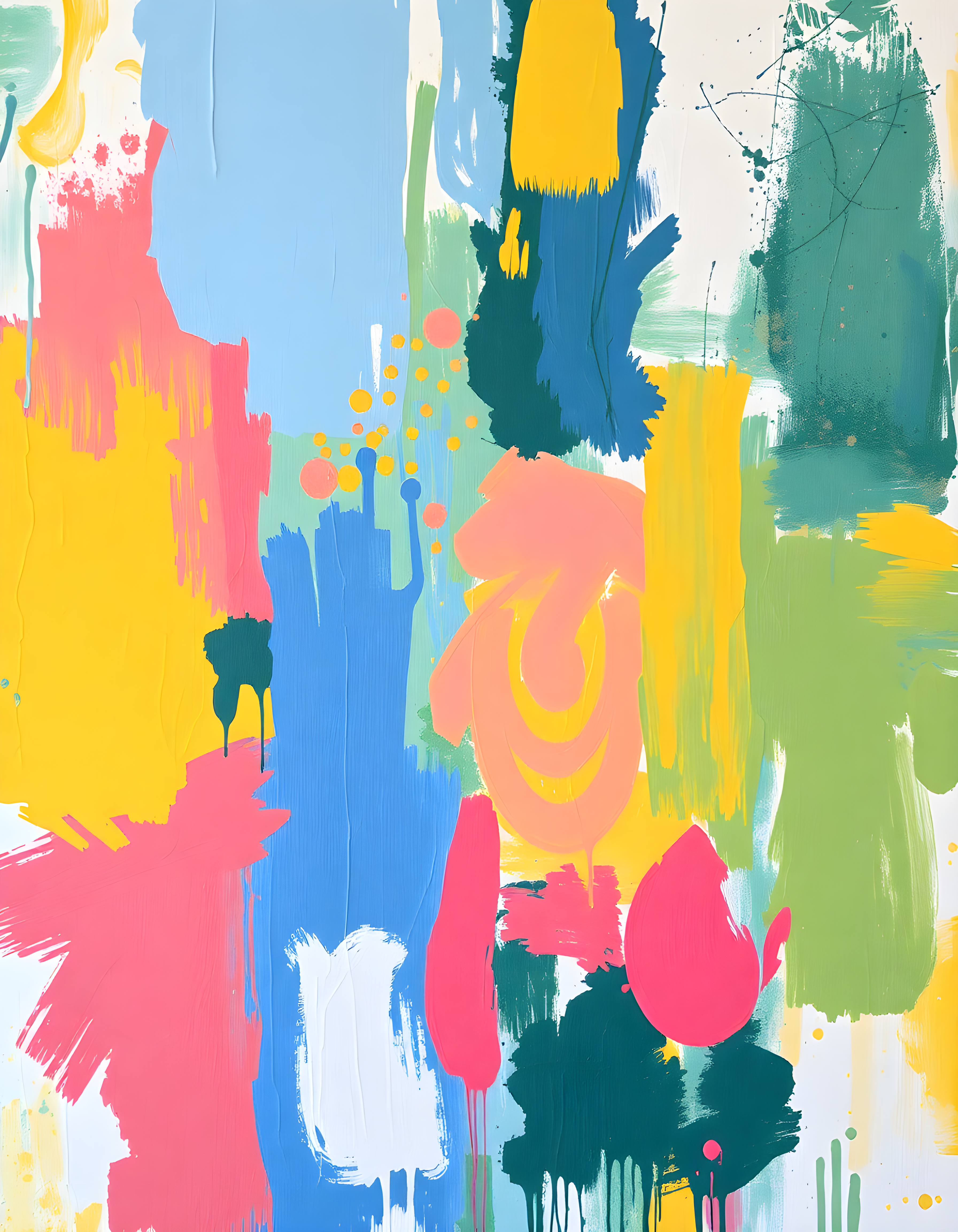 Vibrant Abstract Brushstrokes Colorful Modern Wall Art