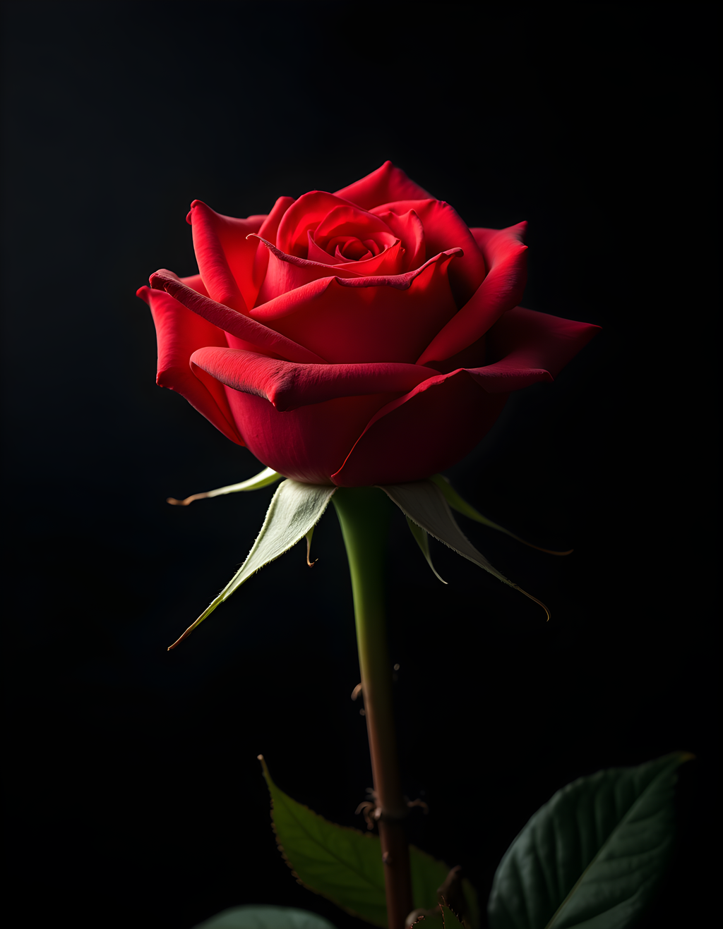 Red Rose on Black Background Photography Wall Art