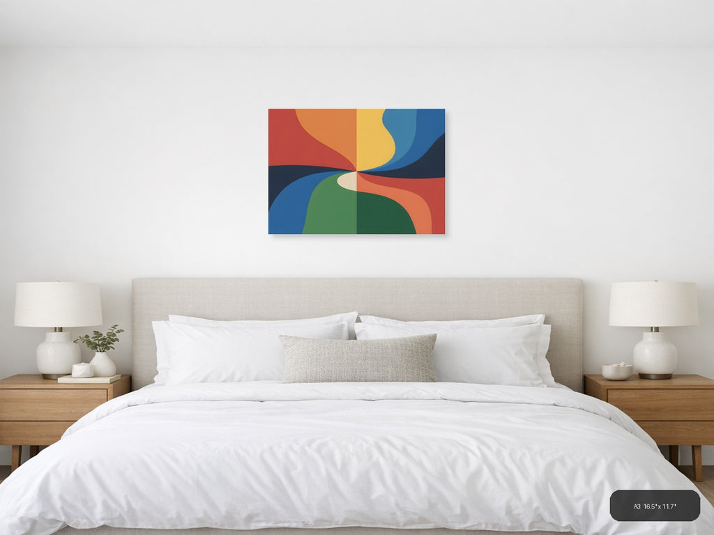 Colorful Abstract Flowing Shapes Photography Wall Art — A3 / Bedroom