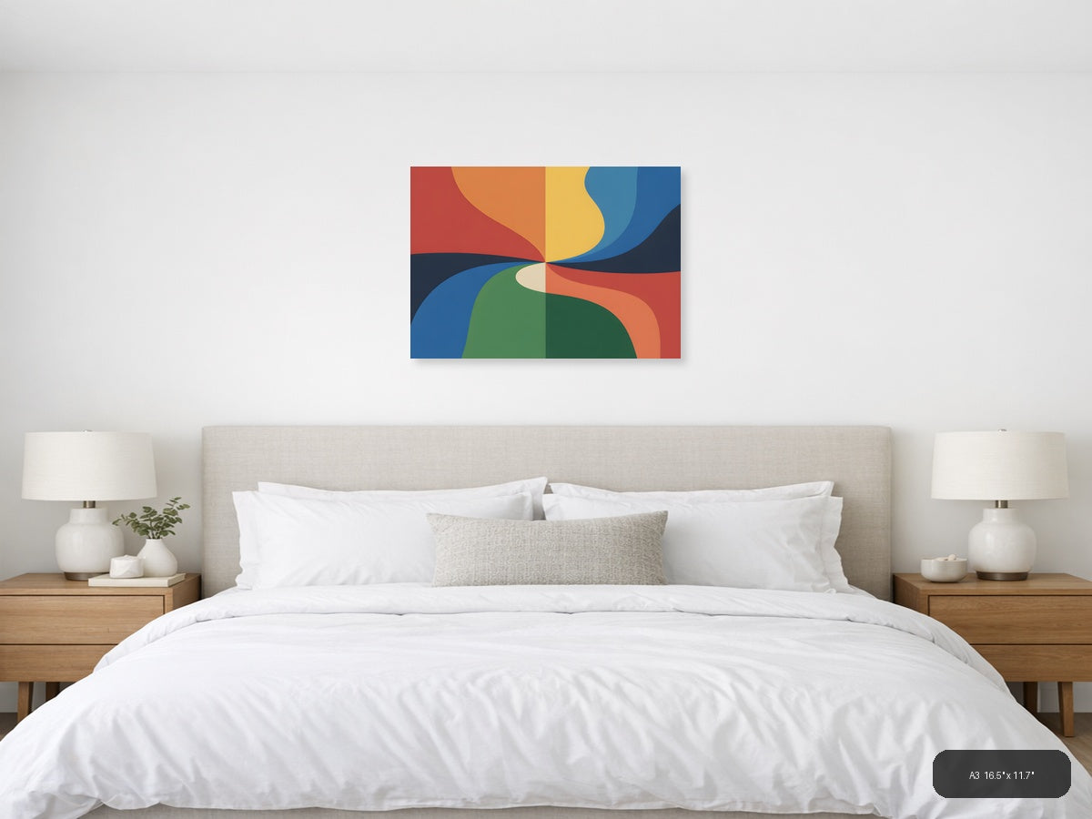 Colorful Abstract Flowing Shapes Photography Wall Art — A3 / Bedroom