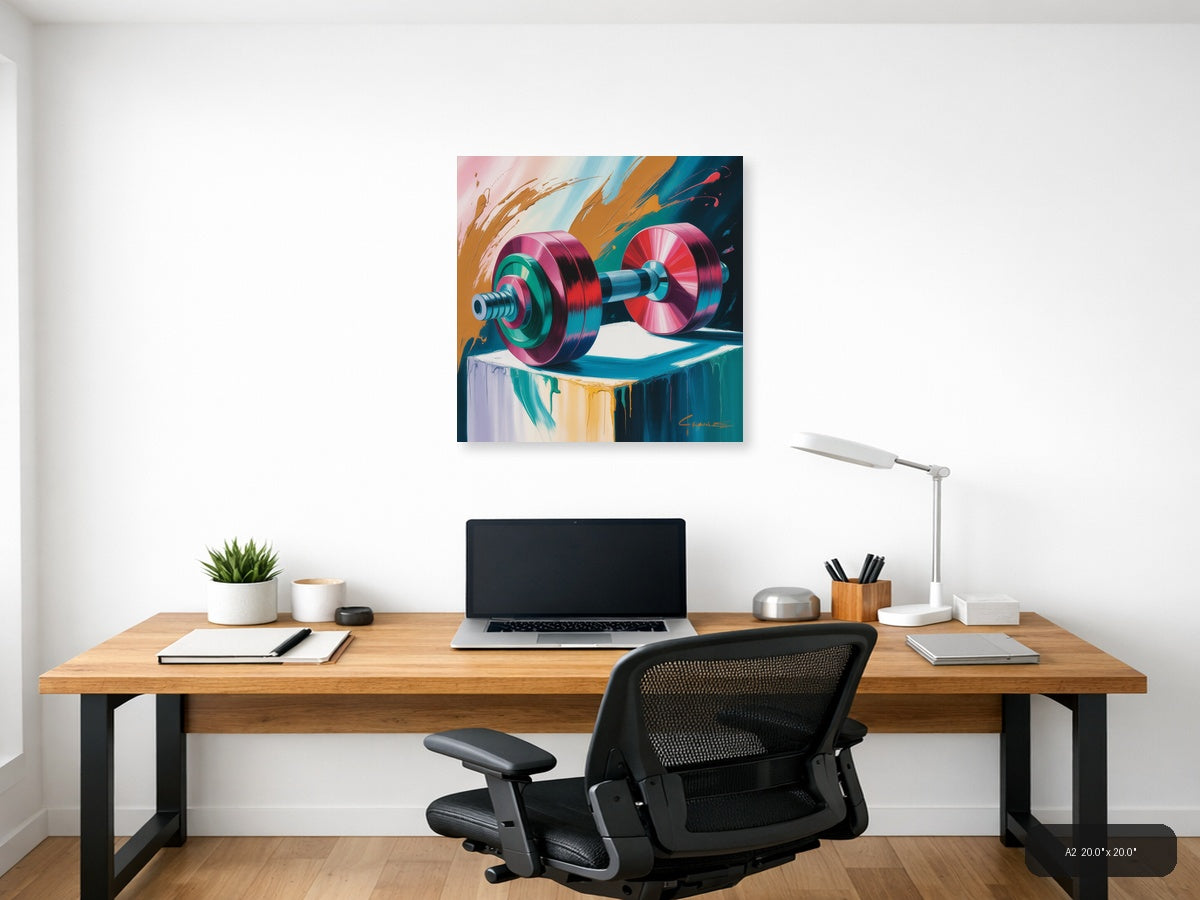 Dumbbell — Abstract (Square) Canvas Print | Abstract Wall Art | A4 A3 A2 A1 — A2 / Office