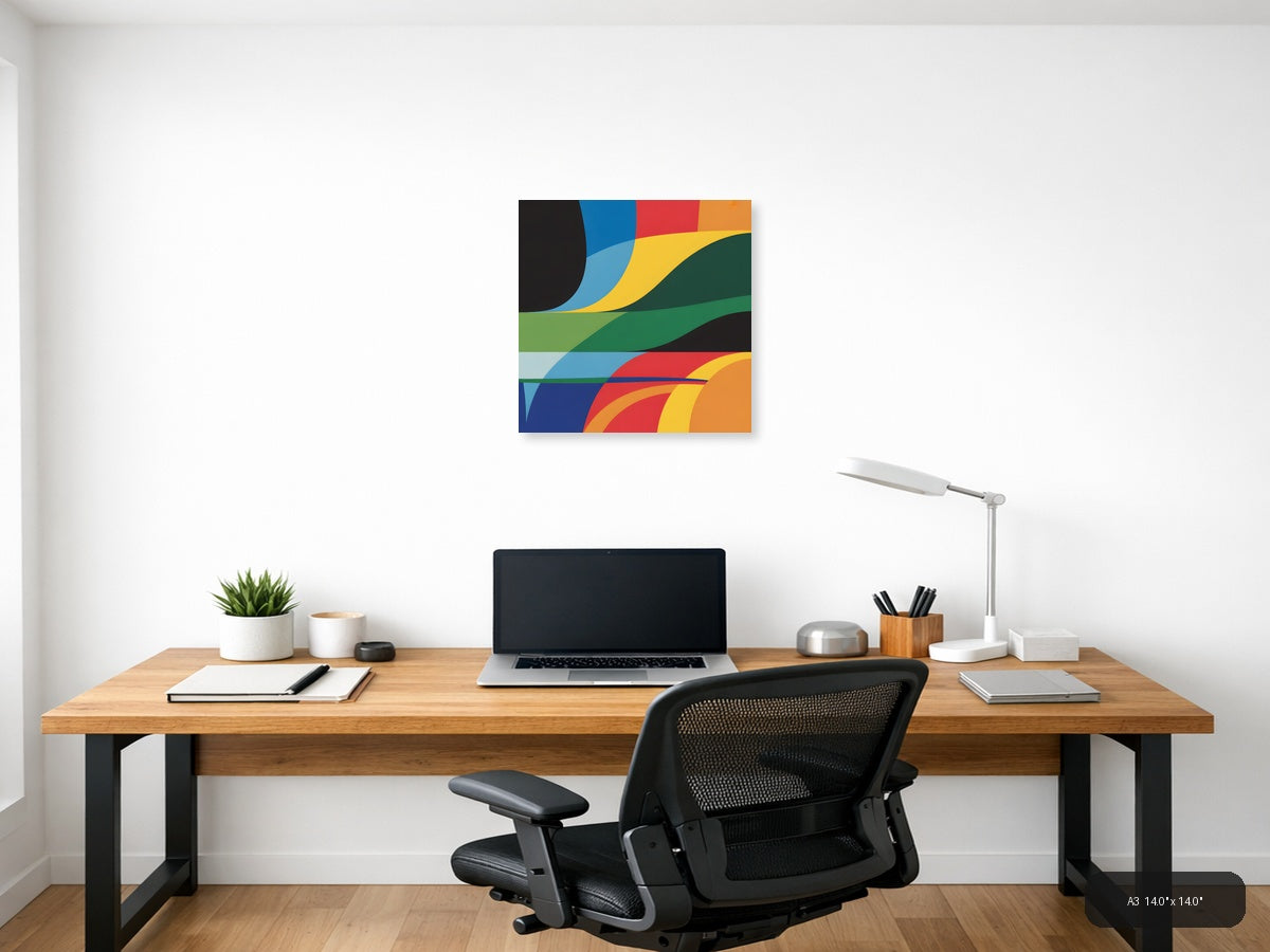 Colorful Abstract Waves Photography Wall Art — A3 / Office