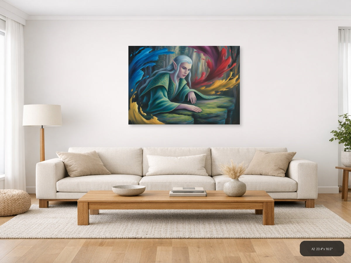 Ethereal Elf with Flowing Robes Abstract Wall Art — A2 / Living Room