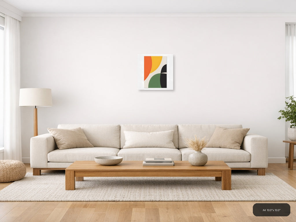 Minimalist Abstract Geometric Shapes Wall Art — A4 / Living Room