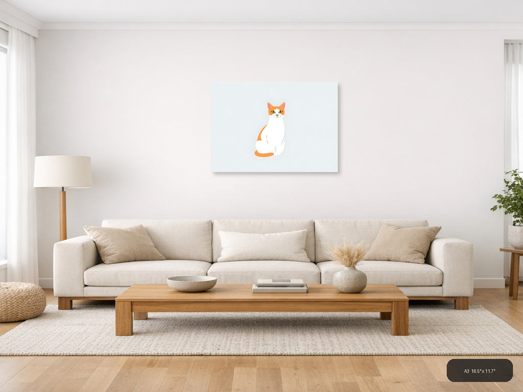 Cat Life Canvas Print | Minimalist Wall Art | A4 A3 A2 A1 — A3 (Living Room)