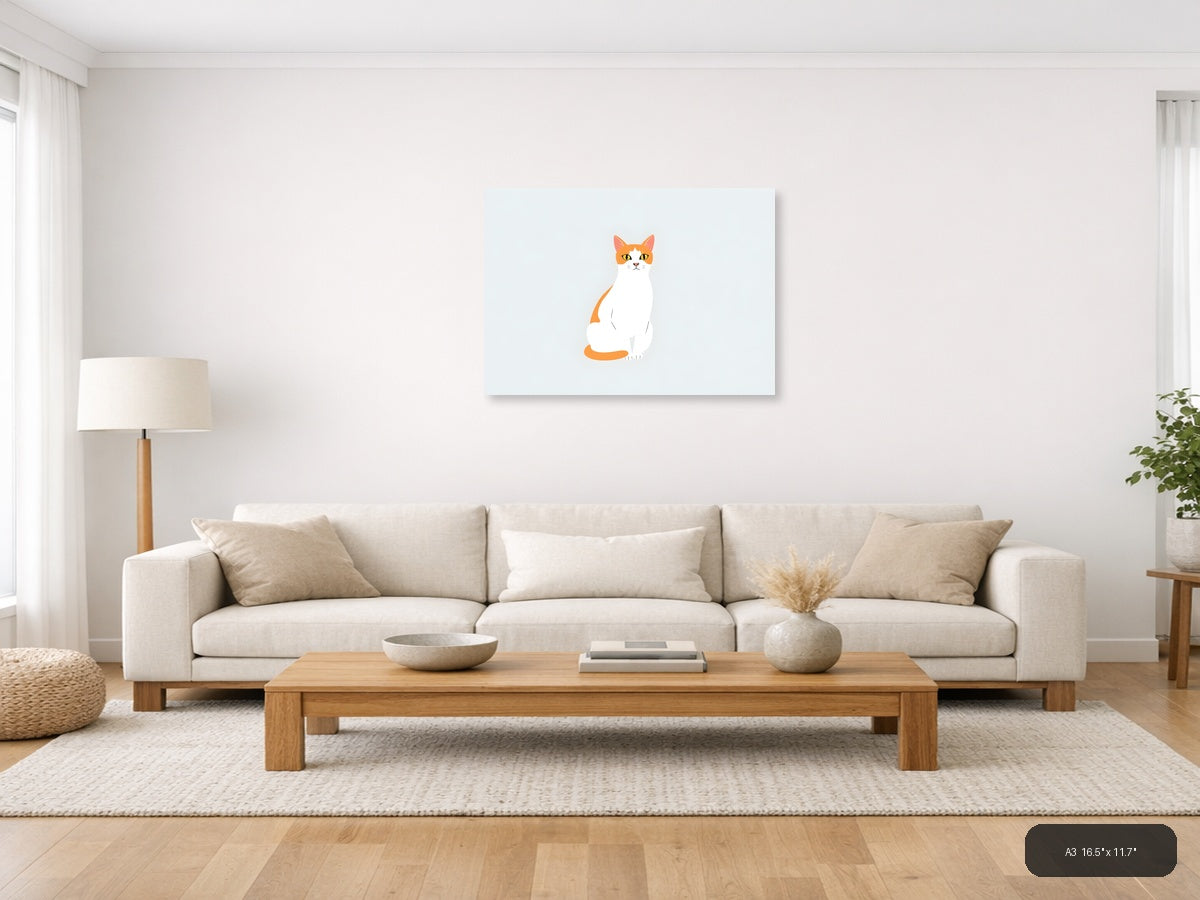 Cat Life Canvas Print | Minimalist Wall Art | A4 A3 A2 A1 — A3 (Living Room)