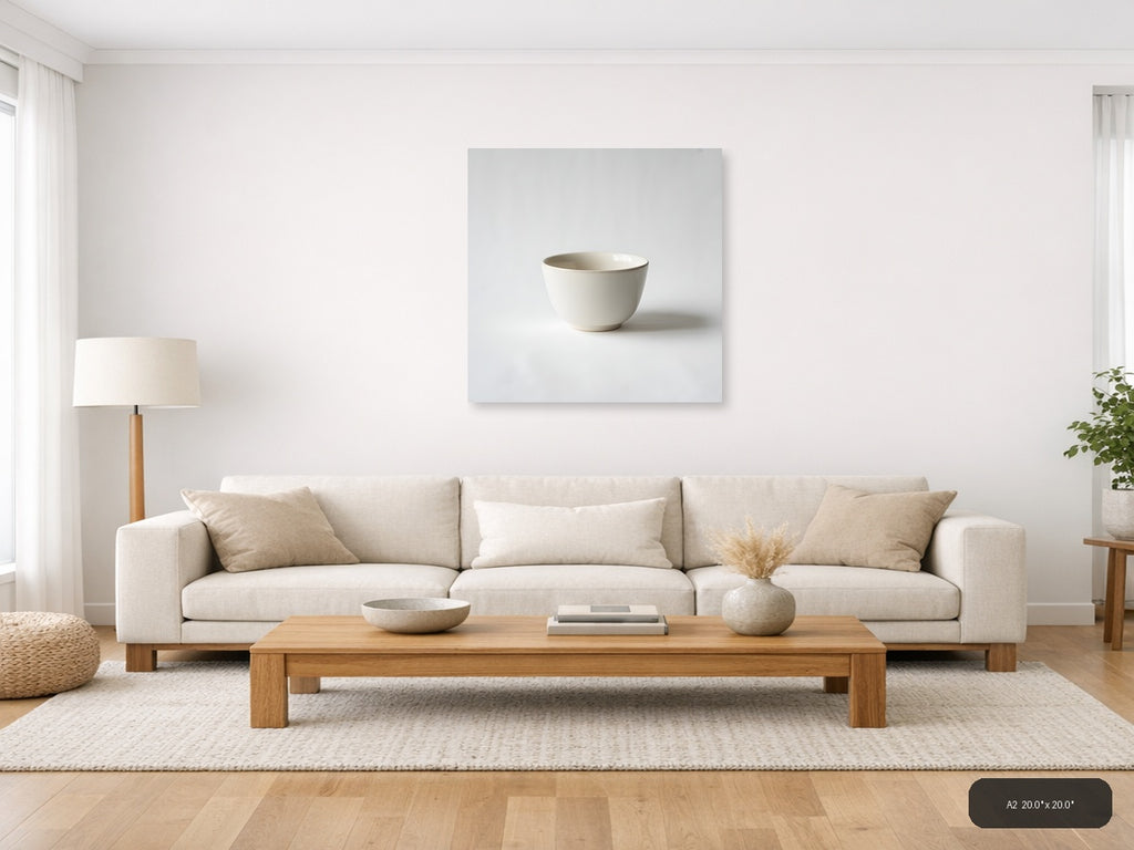 Minimalist Cream Ceramic Bowl Square Wall Art — A2 / Living Room