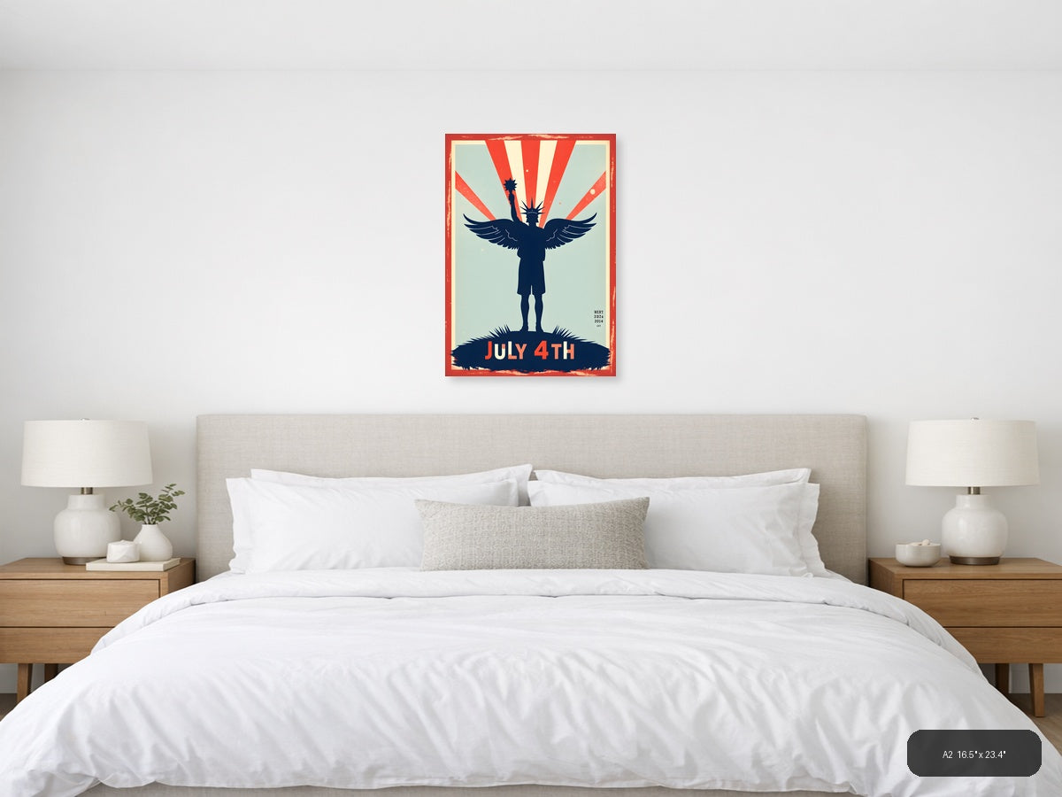 Vintage July 4th Statue of Liberty Patriotic Wall Art — A2 / Bedroom