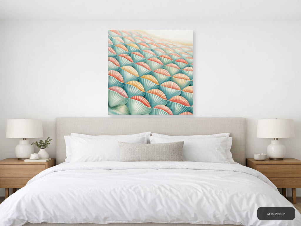 Tessellation — Watercolor (Square) Canvas Print | Watercolor Wall Art | A4 A3 A2 A1 — A1 / Bedroom