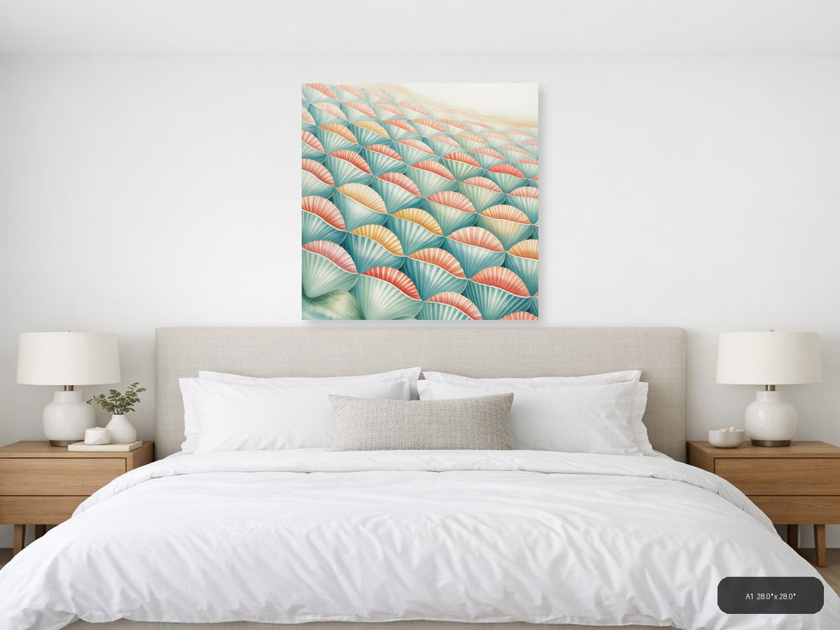 Tessellation — Watercolor (Square) Canvas Print | Watercolor Wall Art | A4 A3 A2 A1 — A1 / Bedroom