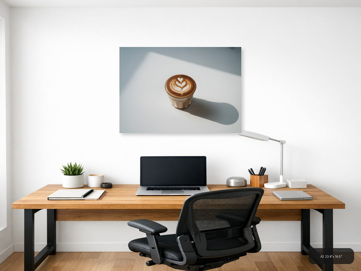 Minimalist Latte Art Coffee Cup Wall Art — A2 / Office