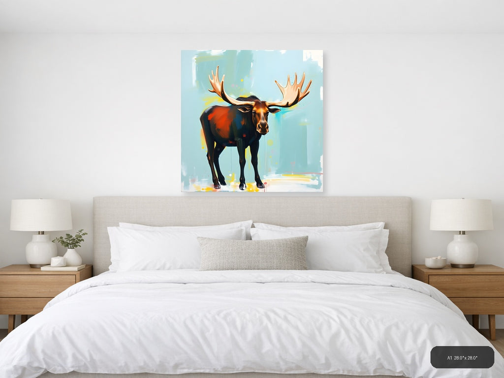 Majestic Moose Abstract Portrait Wall Art — A1 / Bedroom