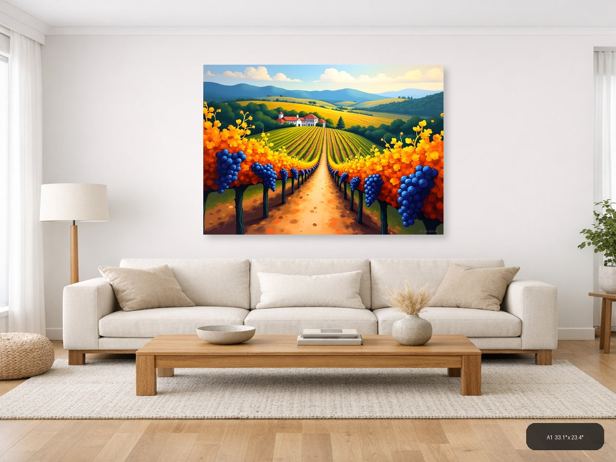 Vineyard Path Landscape Abstract Wall Art — A1 / Living Room