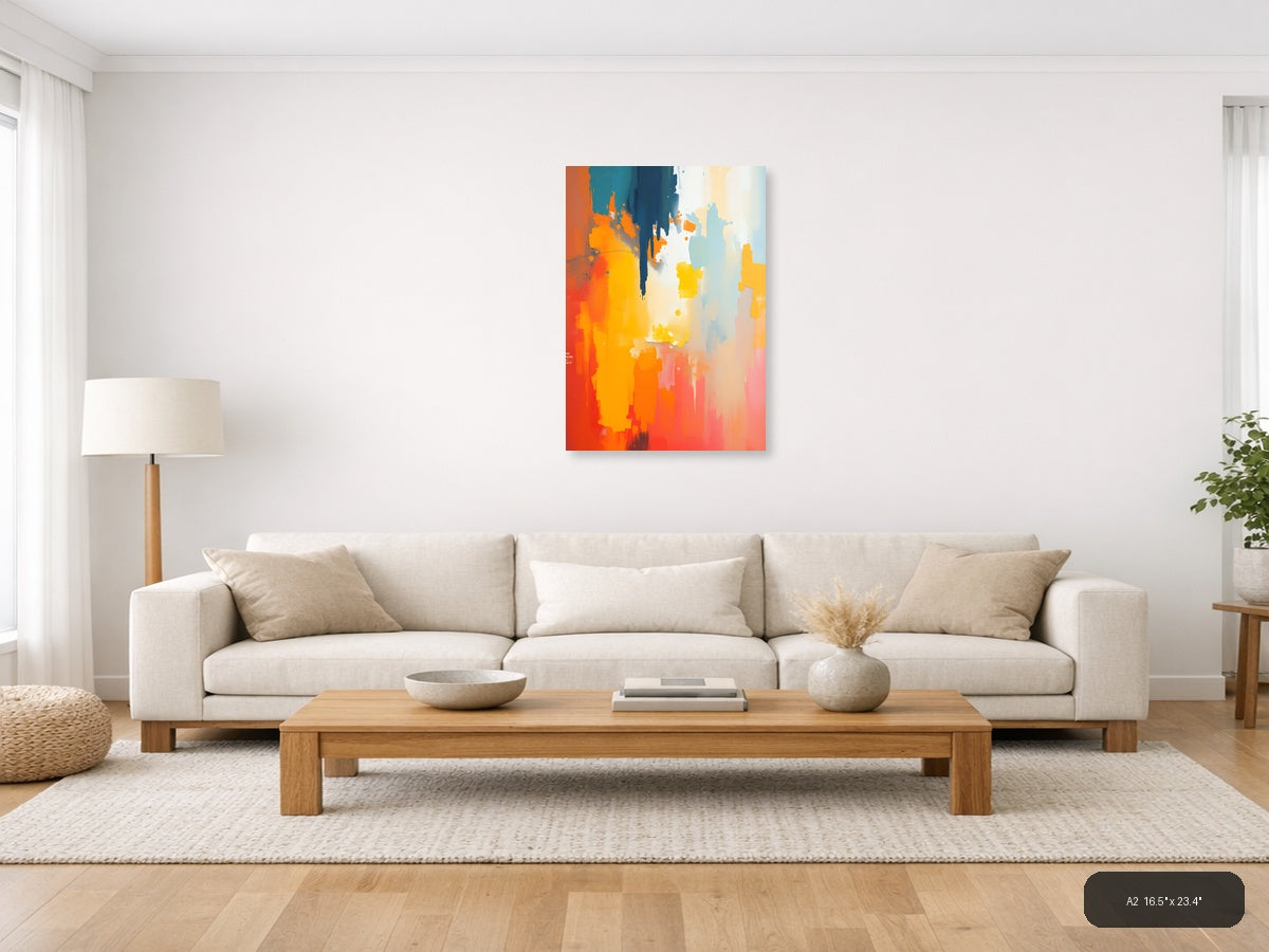 Abstract Colorful Splash Orange Blue Yellow Wall Art — A2 / Living Room