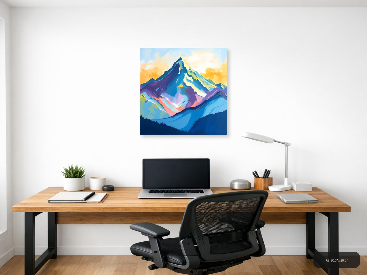 Colorful Abstract Mountain Peak Canvas Wall Art — A2 / Office