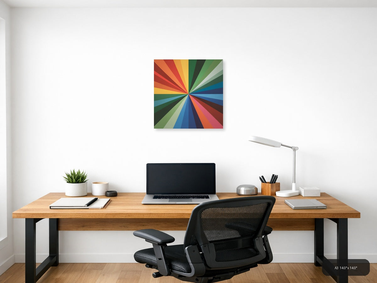 Colorful Radial Sunburst Rainbow Stripes Photography Wall Art — A3 / Office