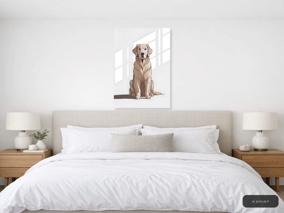 Minimalist Brown Labrador Portrait Wall Art — A1 / Bedroom