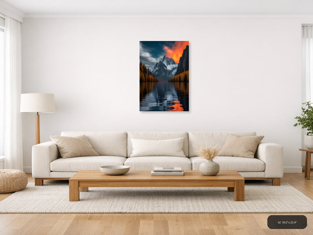 Alpine Lake Mountain Sunset Photography Wall Art — A2 / Living Room