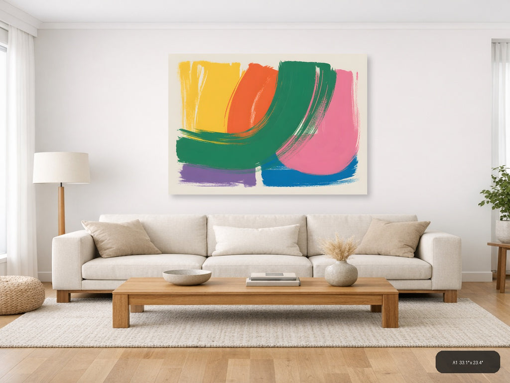 Vibrant Abstract Brushstrokes Landscape Wall Art — A1 / Living Room