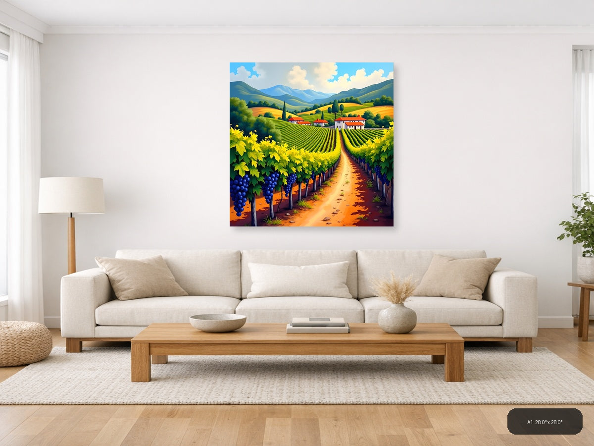 Tuscan Vineyard Landscape Abstract Wall Art — A1 / Living Room