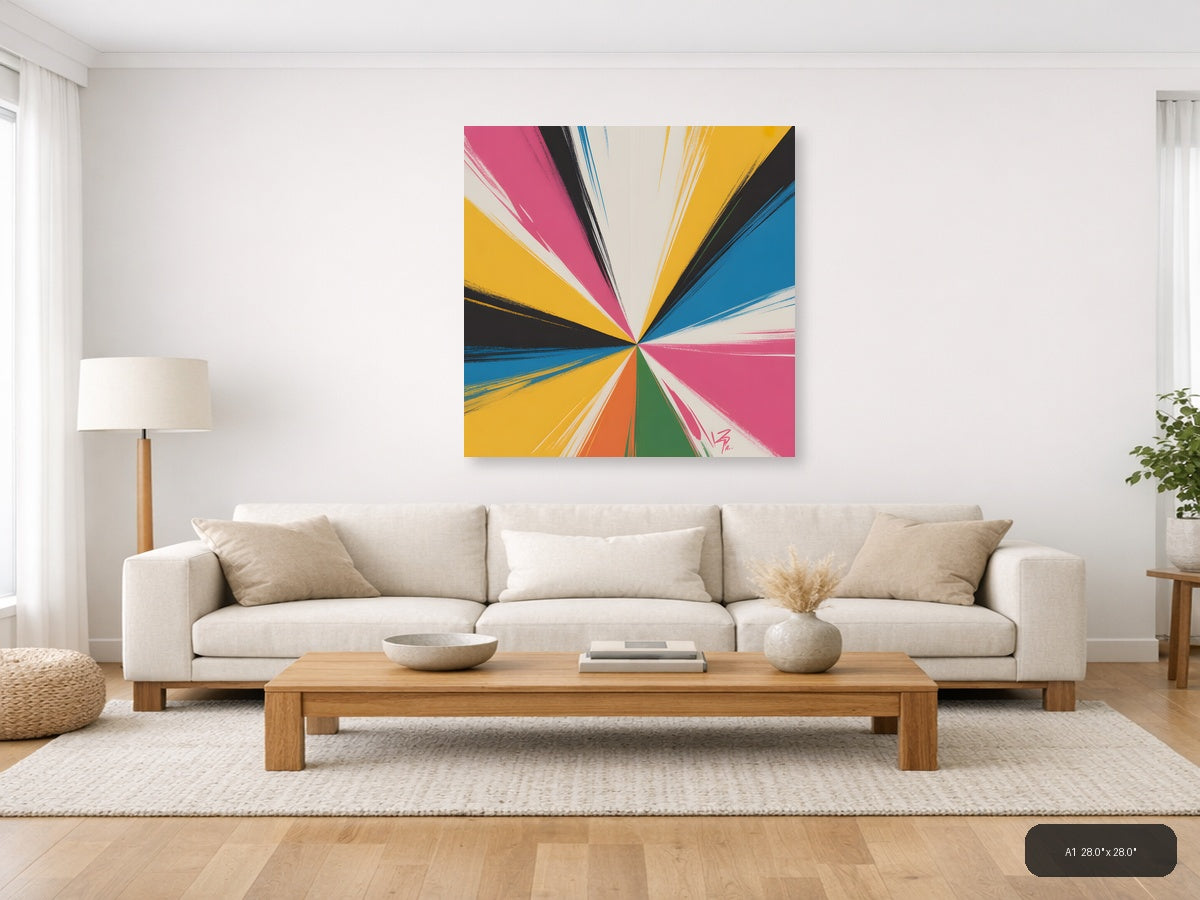 Vibrant Radial Burst Abstract Multicolor Wall Art — A1 / Living Room