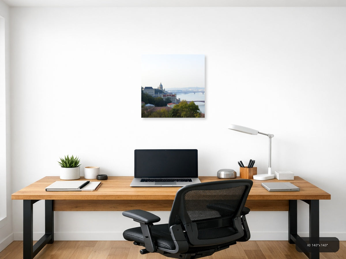 Budapest Danube River Cathedral Cityscape Minimalist Wall Art — A3 (Office)